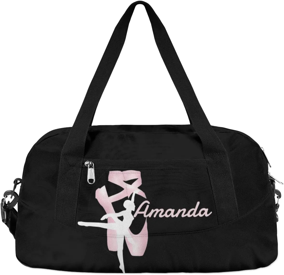 Custom Kids Duffel Overnight Dance Bag for Girls Personalized Dance Duffle Bag for Women Girls- Black
