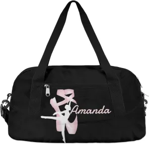 Custom Kids Duffel Overnight Dance Bag for Girls Personalized Dance Duffle Bag for Women Girls- Black