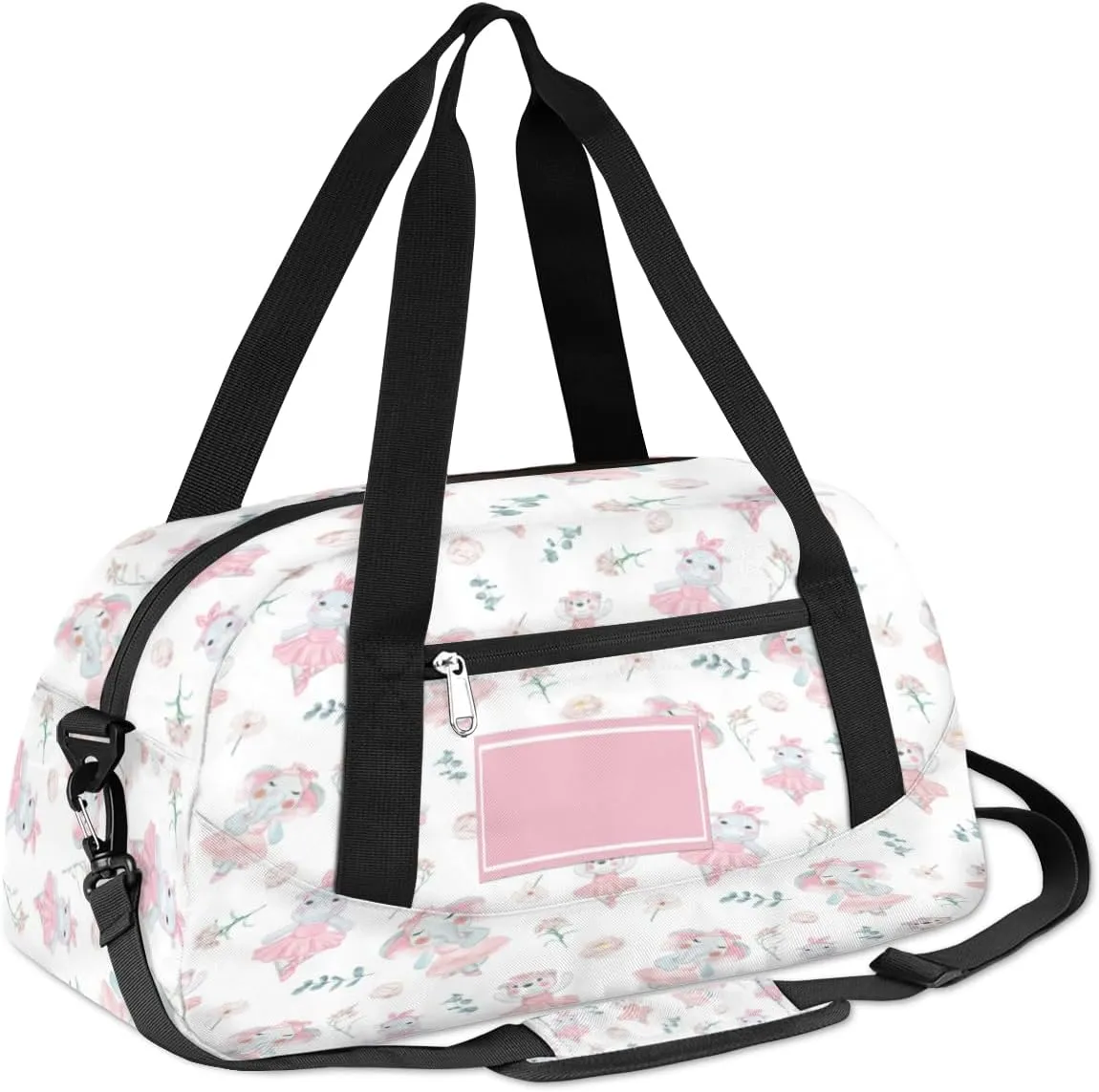 Custom Kids Duffel Overnight Dance Bag for Girls Personalized Dance Duffle Bag for Women Girls-Cute Elephant