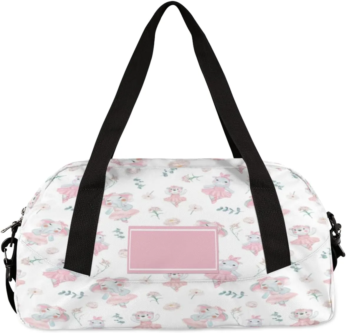 Custom Kids Duffel Overnight Dance Bag for Girls Personalized Dance Duffle Bag for Women Girls-Cute Elephant
