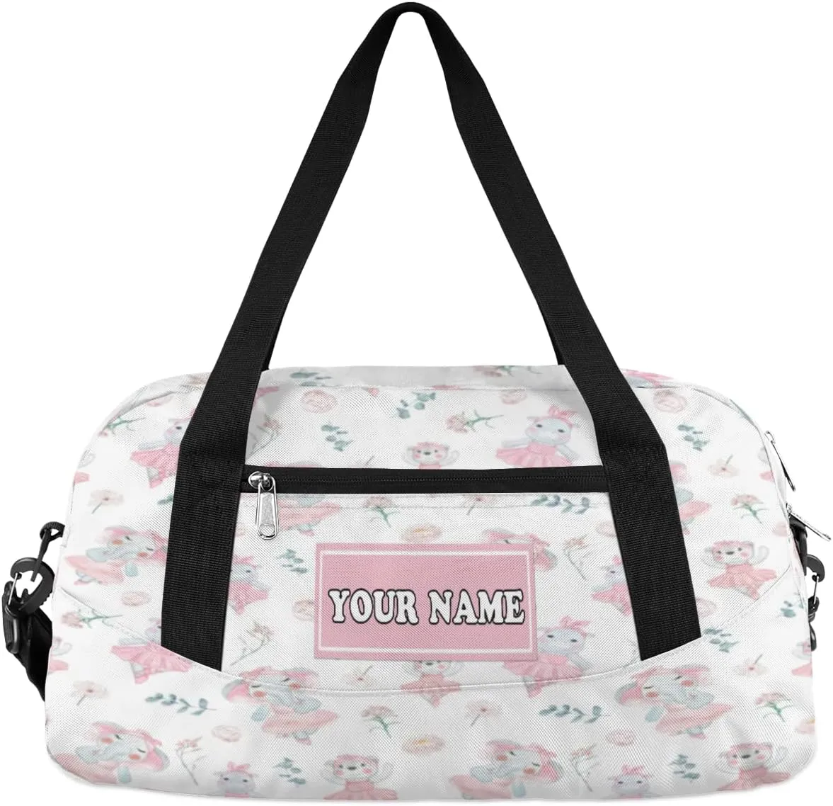 Custom Kids Duffel Overnight Dance Bag for Girls Personalized Dance Duffle Bag for Women Girls-Cute Elephant