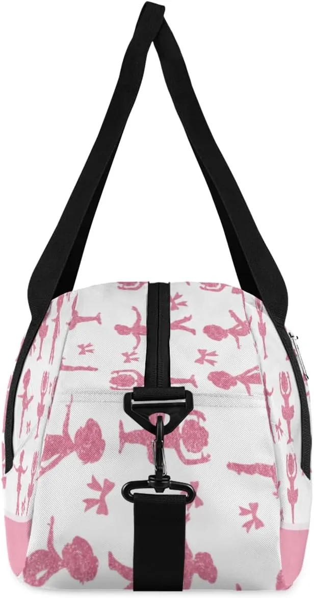 Custom Kids Duffel Overnight Dance Bag for Girls Personalized Dance Duffle Bag for Women Girls- Pink Silhouettes