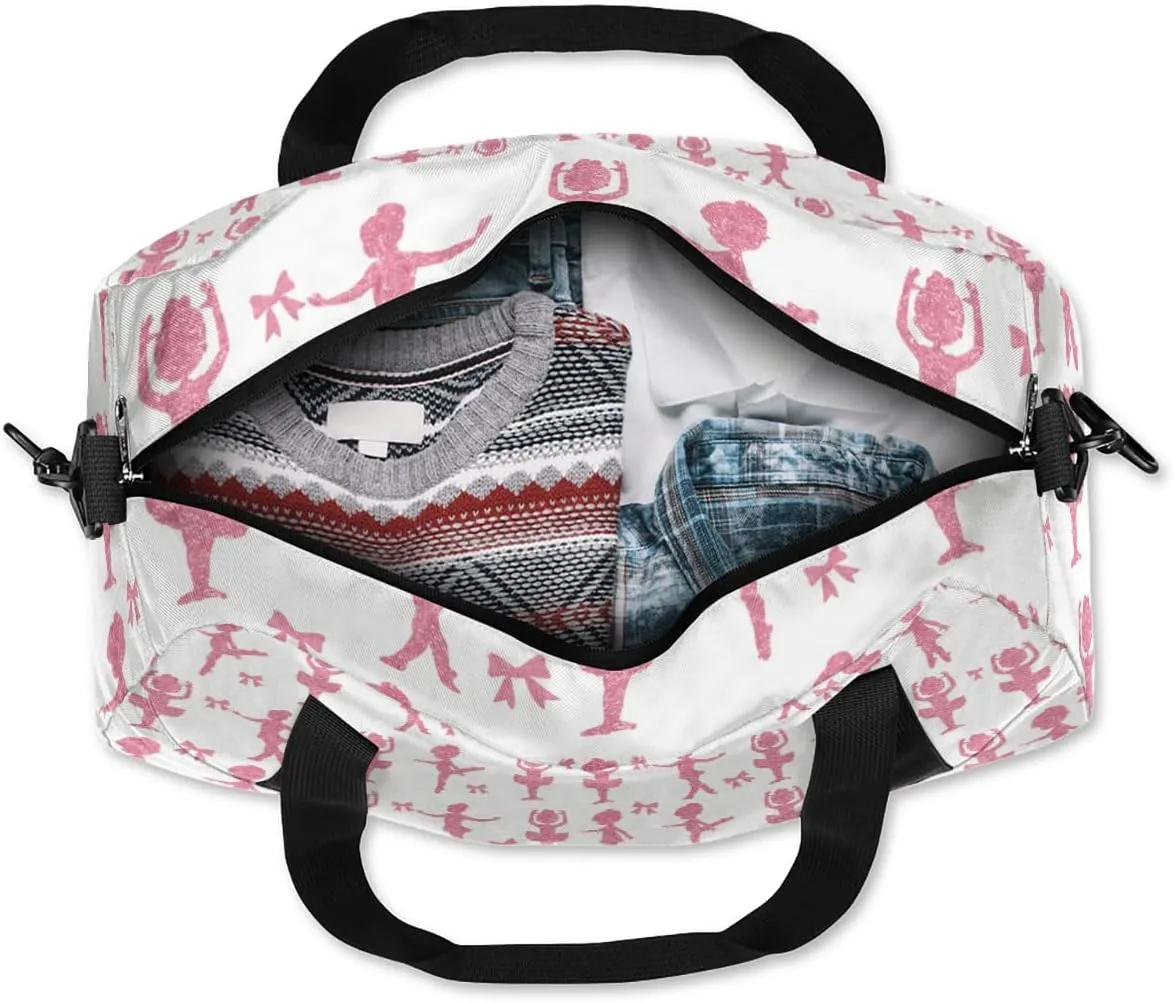 Custom Kids Duffel Overnight Dance Bag for Girls Personalized Dance Duffle Bag for Women Girls- Pink Silhouettes