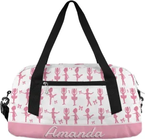Custom Kids Duffel Overnight Dance Bag for Girls Personalized Dance Duffle Bag for Women Girls- Pink Silhouettes