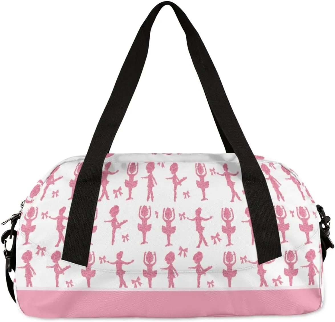 Custom Kids Duffel Overnight Dance Bag for Girls Personalized Dance Duffle Bag for Women Girls- Pink Silhouettes