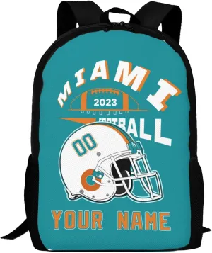 Custom Miami Backpack Laptop Gifts Bag Personalized Name Number Teen Book Bag Boy Girl Men Women Shoulder Bag