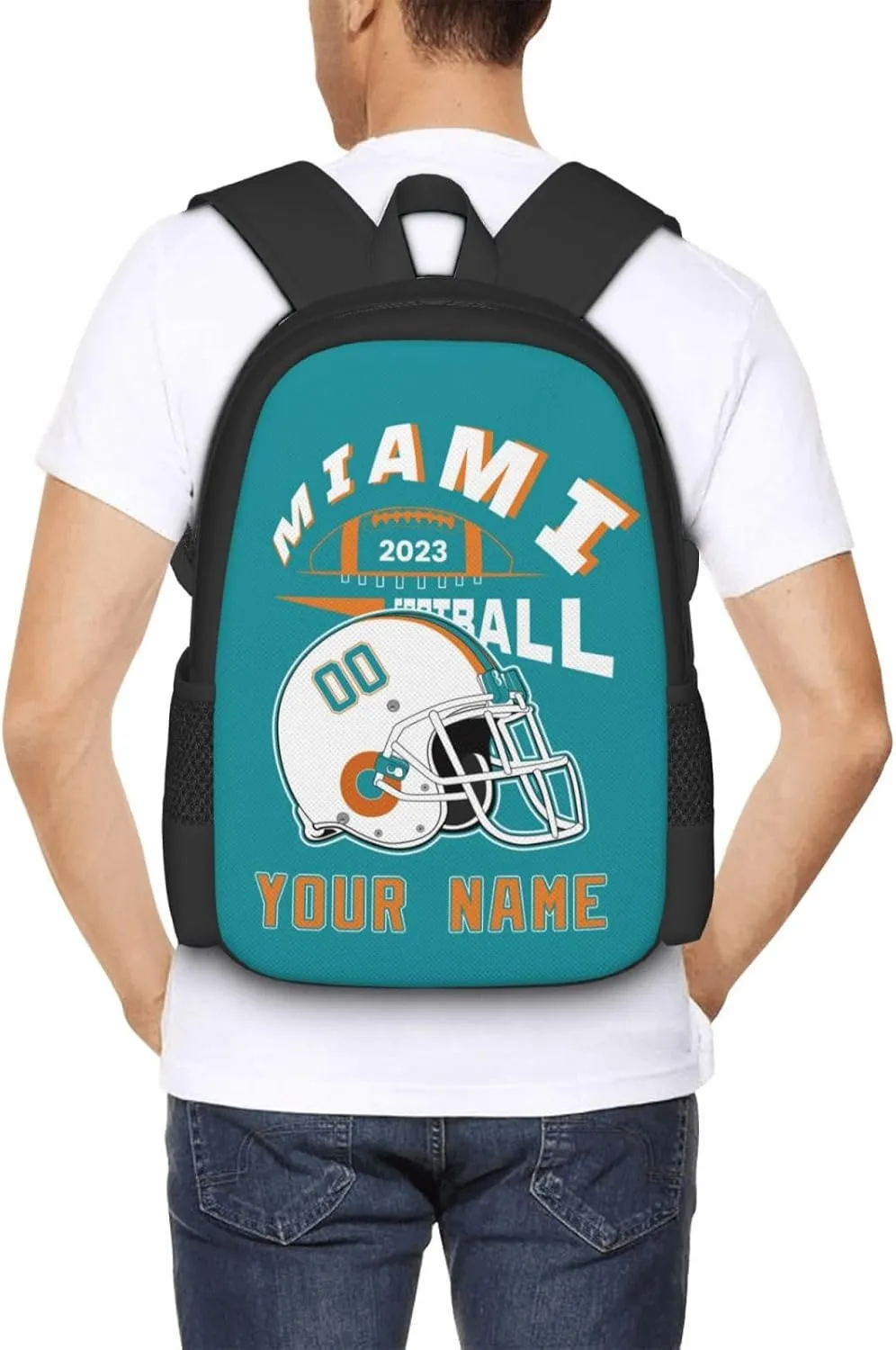 Custom Miami Backpack Laptop Gifts Bag Personalized Name Number Teen Book Bag Boy Girl Men Women Shoulder Bag