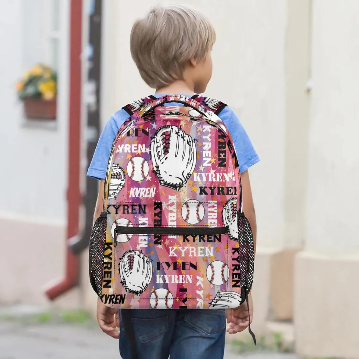 Custom Name Baseball Backpack for Men Women, Personalized Laptop Backpack with Name, Sports Bag Lightweight Daypack for Travel Camping, Abstract Striped