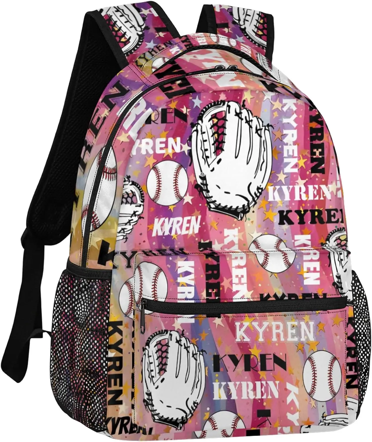 Custom Name Baseball Backpack for Men Women, Personalized Laptop Backpack with Name, Sports Bag Lightweight Daypack for Travel Camping, Abstract Striped