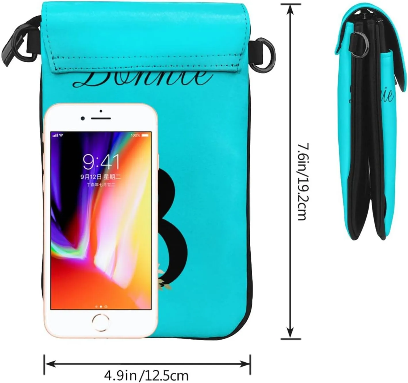 Custom Name Small Crossbody Cell Phone Bag for Women Personalized PU Leather Mini Shoulder Bag Wallet Cellphone Purse with Credit Card Slots and Adjustable Strap (B)