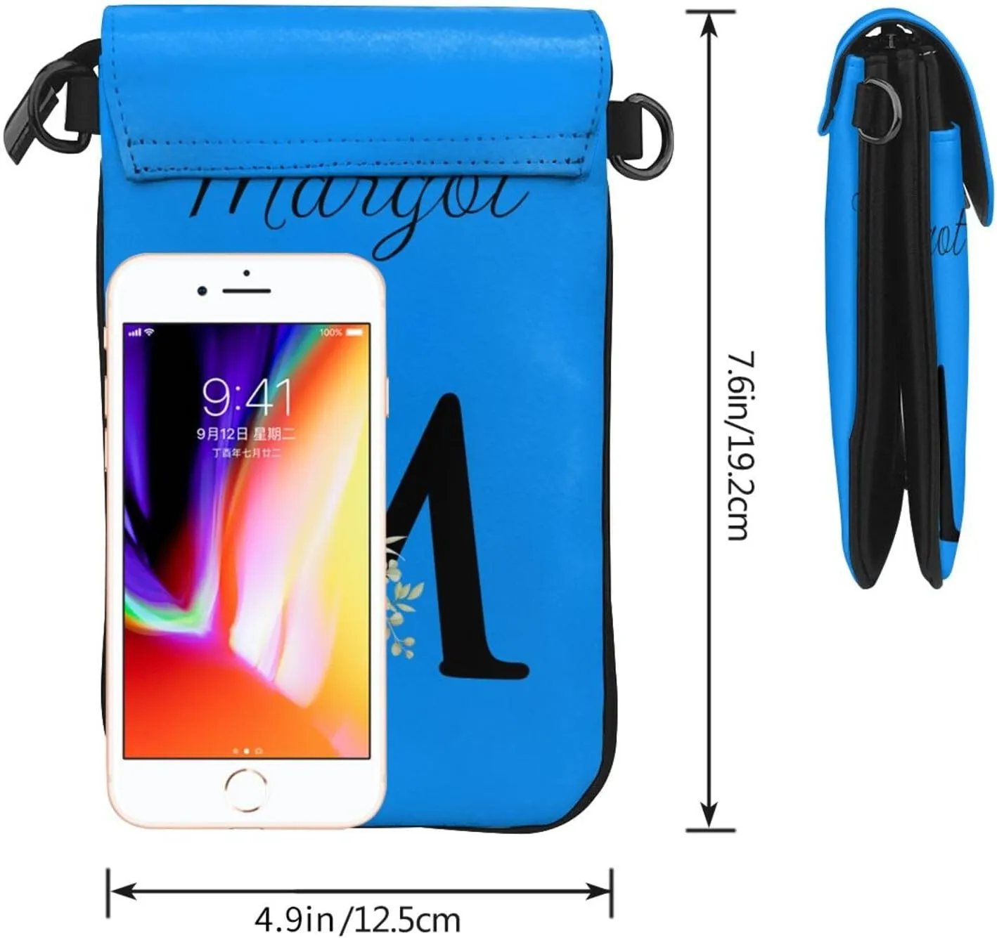 Custom Name Small Crossbody Cell Phone Bag for Women Personalized PU Leather Mini Shoulder Bag Wallet Cellphone Purse with Credit Card Slots and Adjustable Strap (M)