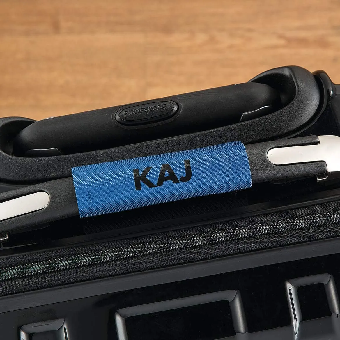 Custom Nylon Luggage Handle Wrap – Travel Identifier for Suitcase, Totes & Duffle Bags Customized with Name – Blue