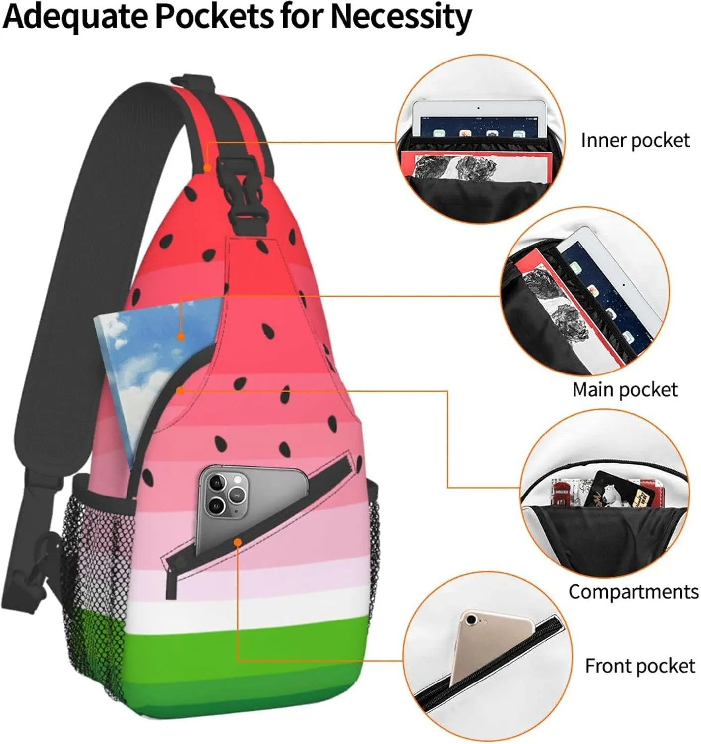 Custom Printed Sling Bag for Women Men Crossbody Shoulder Backpack Chest Bags Gym Travel Hiking Casual Daypack