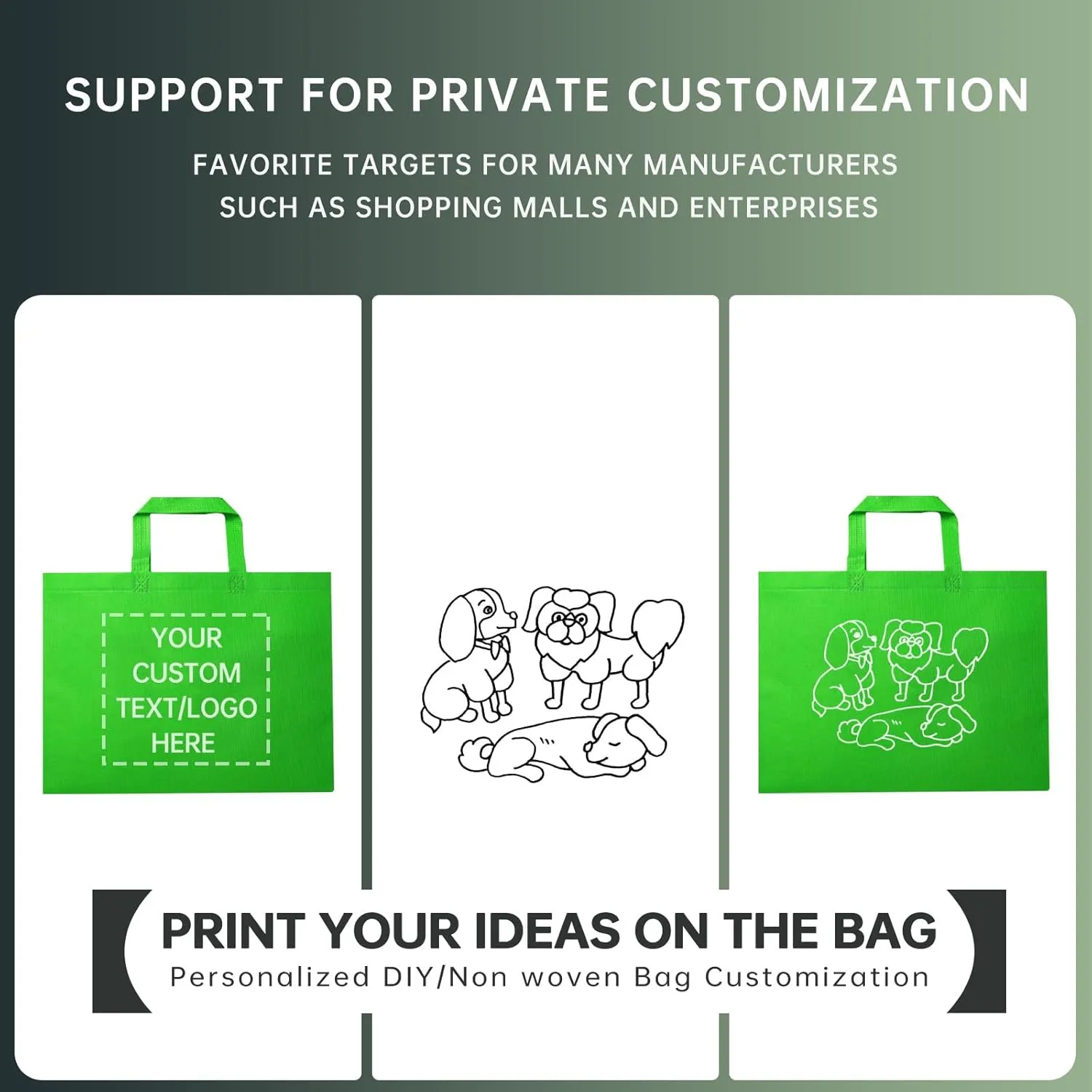 Custom Tote Bags Set of 50, Bulk Pack Grocery Shopping Travel Business Activities advertisement Reusable Bag