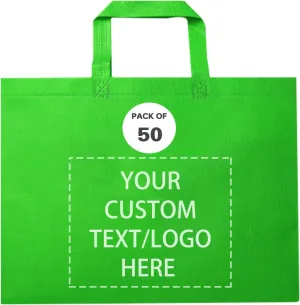 Custom Tote Bags Set of 50, Bulk Pack Grocery Shopping Travel Business Activities advertisement Reusable Bag