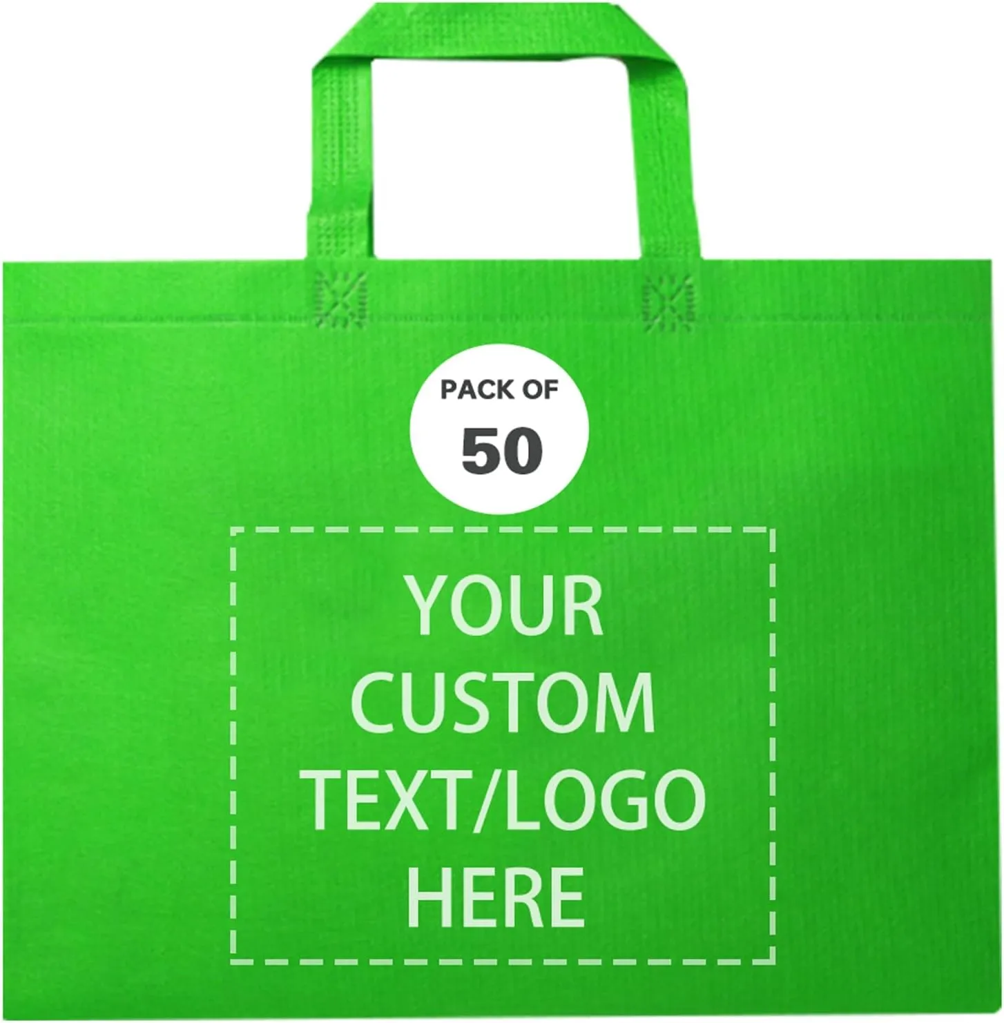 Custom Tote Bags Set of 50, Bulk Pack Grocery Shopping Travel Business Activities advertisement Reusable Bag