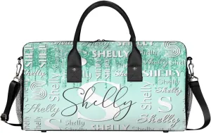 Custom Travel Duffle Bag for Men Women Personalized Waterproof Overnight Weekender Bag Foldable Travel Bag Large Sports Gym Bag Luggage Tote Bag, Glitter Light Cyan