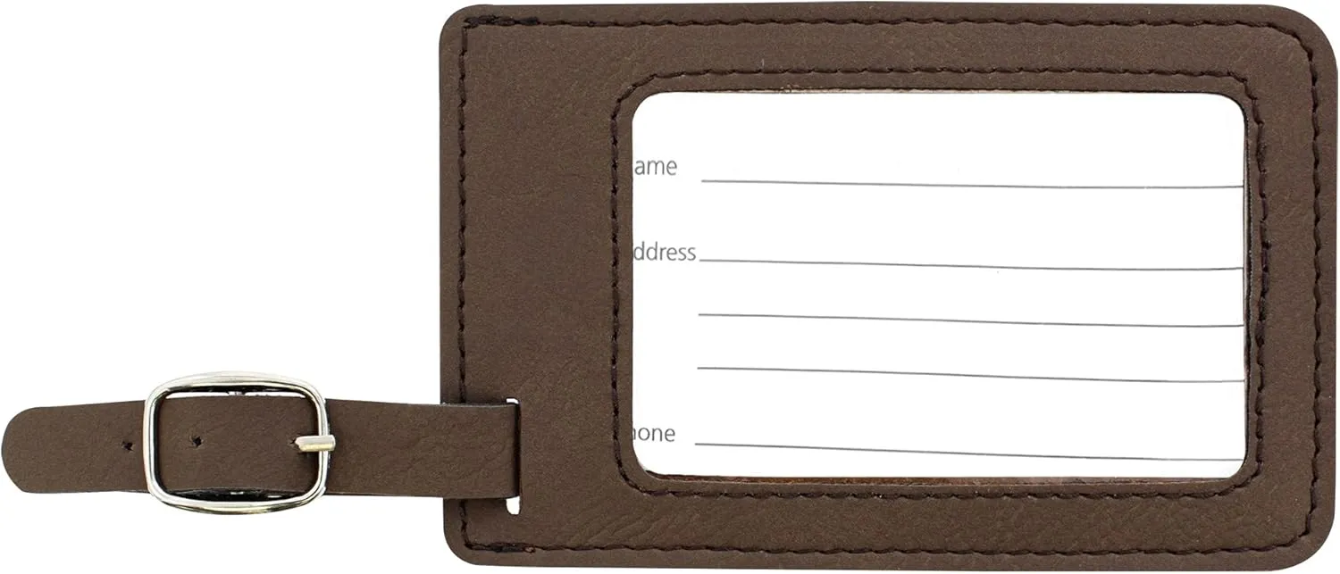 Custom Travel Gifts Custom Initial & Name Suitcase Carry On Luggage Tag Personalized Travelers Gifts 2-pack Laser Engraved Leatherette Luggage Tags Brown