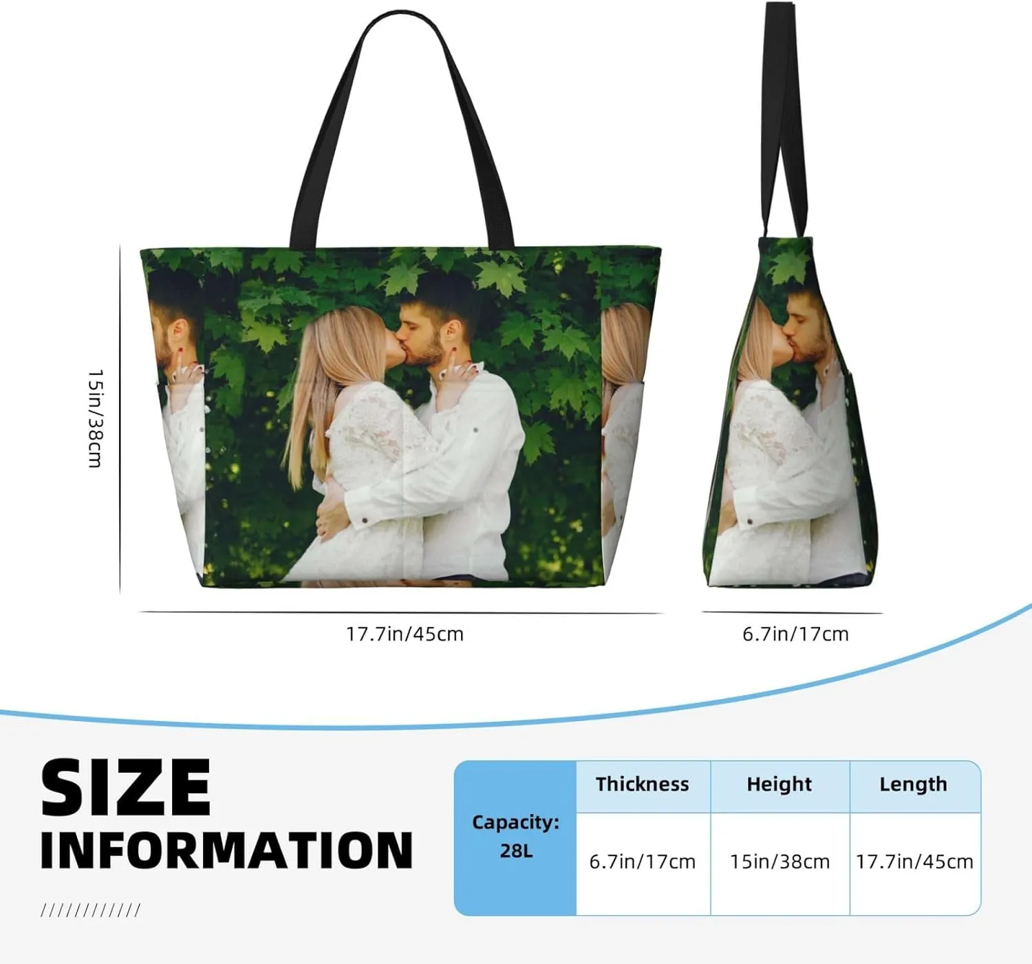 Custom Waterproof Beach Bags for Women Personalized Tote Bag with Zipper Customized Pool Bags add Picture Name Text Logo