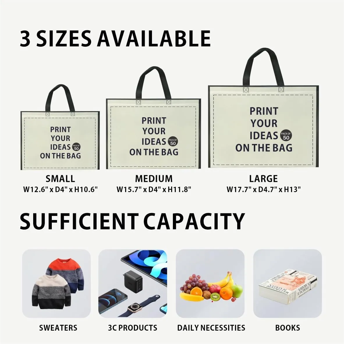 Customized Tote Bag - Custom Shopping Bags with Logo & Reusable Grocery Bags Bulk-Print On Both Sides