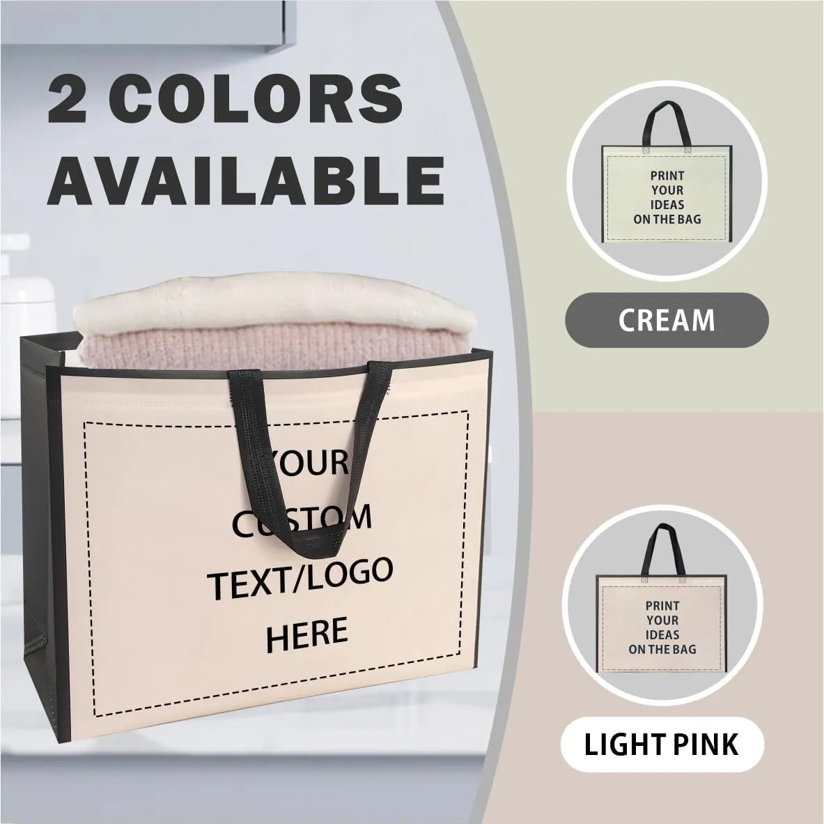 Customized Tote Bag - Custom Shopping Bags with Logo & Reusable Grocery Bags Bulk-Print On Both Sides