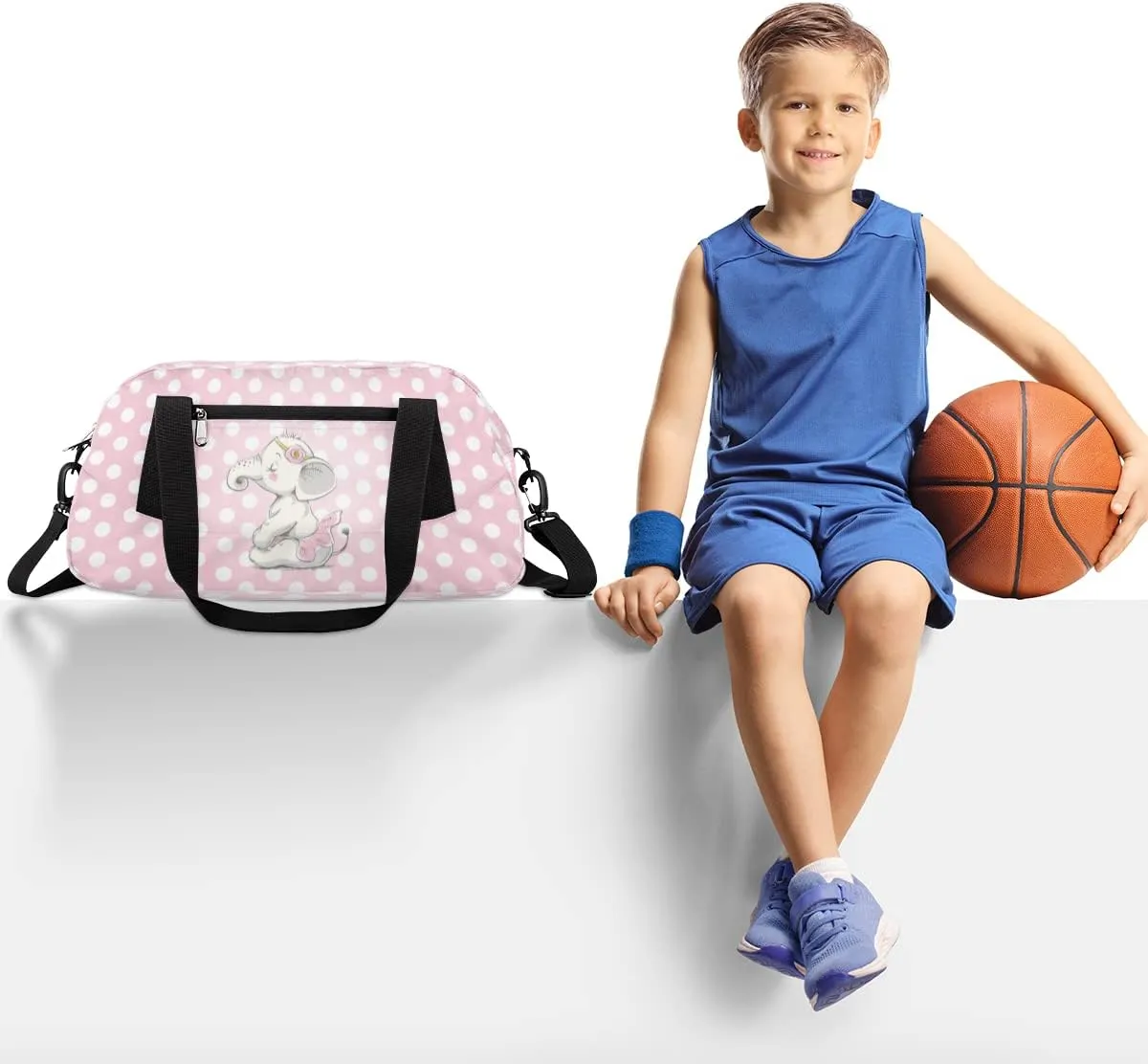 Cute Baby Elephant Kids Duffel Bag for Girls Boys Teens, Blemishes Dance Bag Overnight Small Duffel Bag Carry On Weekend Sports Gym Travel Bag for School Practice Gymnastics Ballet
