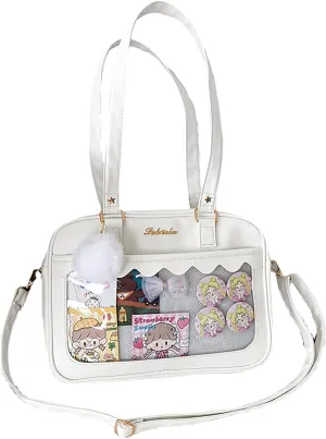 Cute Bag transparent Heart Messenger Japanese Bag Kawaii Large Anime Shoulder Handbags (Write)