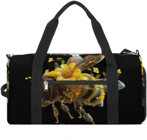 Cute Bee Sports Gym Bag for Men Women Travel Duffel Bag with Shoulder Strap