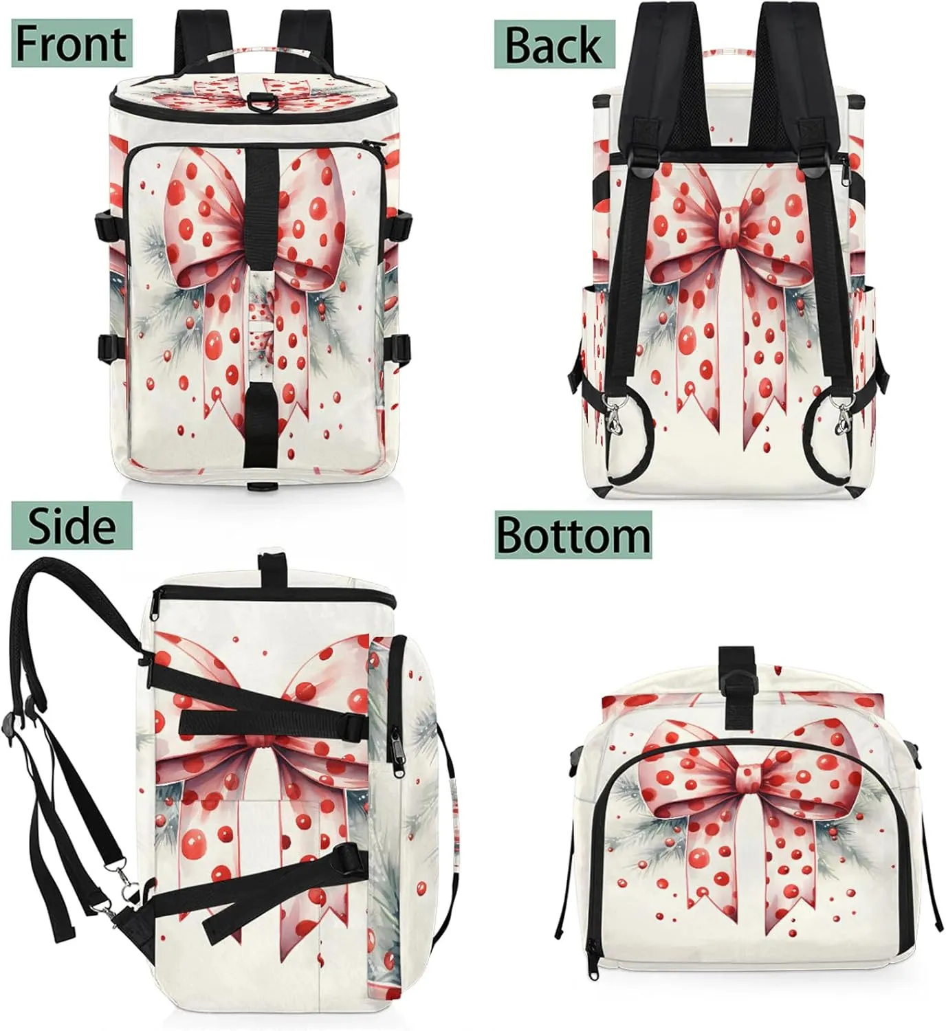 Cute Bow Tie Polka Dot Gym Bags for Men Women Sports Backpack with Shoe Compartment 3-in-1 Tactical Duffle Bag for Overnight Weekender Travel
