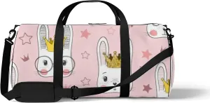 Cute Cartoon Kawaii Animals Rabbit Baby Girl Princess Sports Bag Tote Bag Waterproof Gym Bag with Shoulder Strap Zipper 2 Side Pockets for Men and Women, Travel and Storage Shoulder Bag.