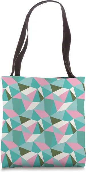 Cute Geometric Polygon Shapes Pattern Mint Green Pink Aqua Tote Bag