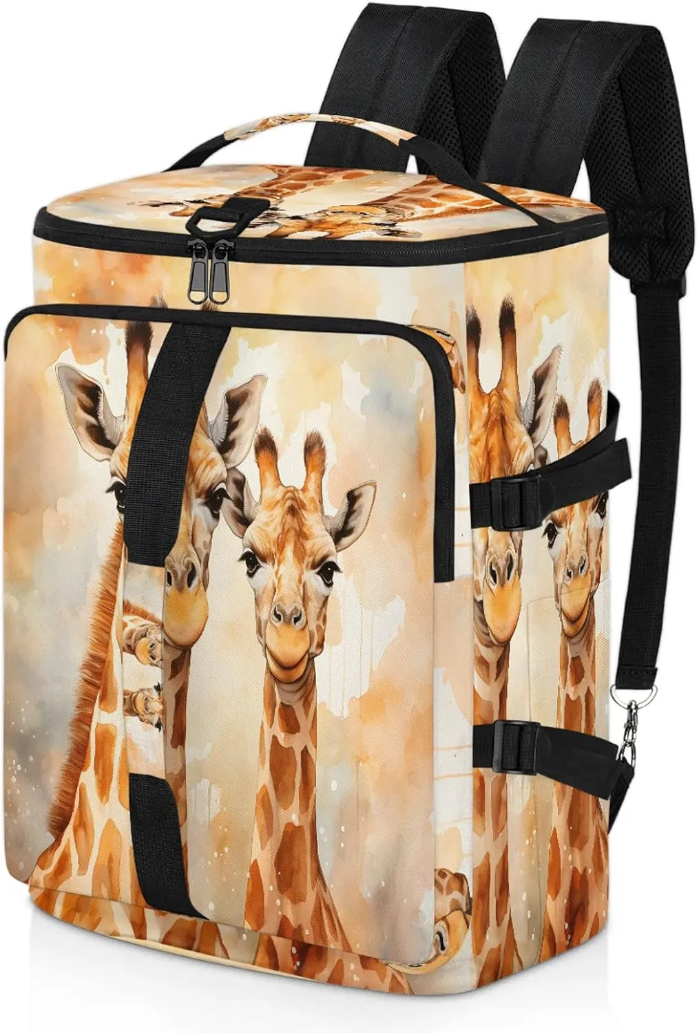 Cute Giraffe Print Gym Duffle Bag Backpack Waterproof Sports Bags with Shoe Compartment 48L Carry On Overnight Weekender Travel Luggage