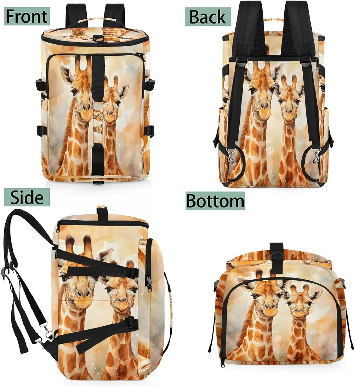 Cute Giraffe Print Gym Duffle Bag Backpack Waterproof Sports Bags with Shoe Compartment 48L Carry On Overnight Weekender Travel Luggage