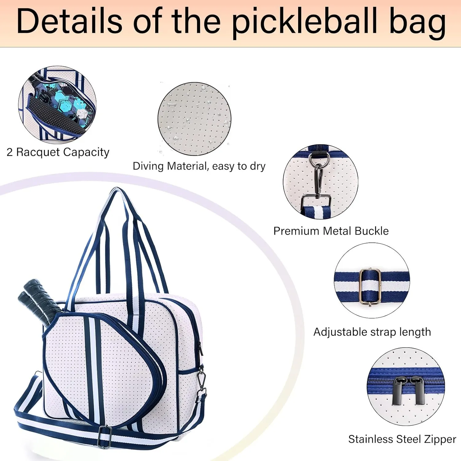 Cute Pickleball Bags for Women and Men,Pickle Ball Bag Tote for Women,Pickleball Sling Bag for Women