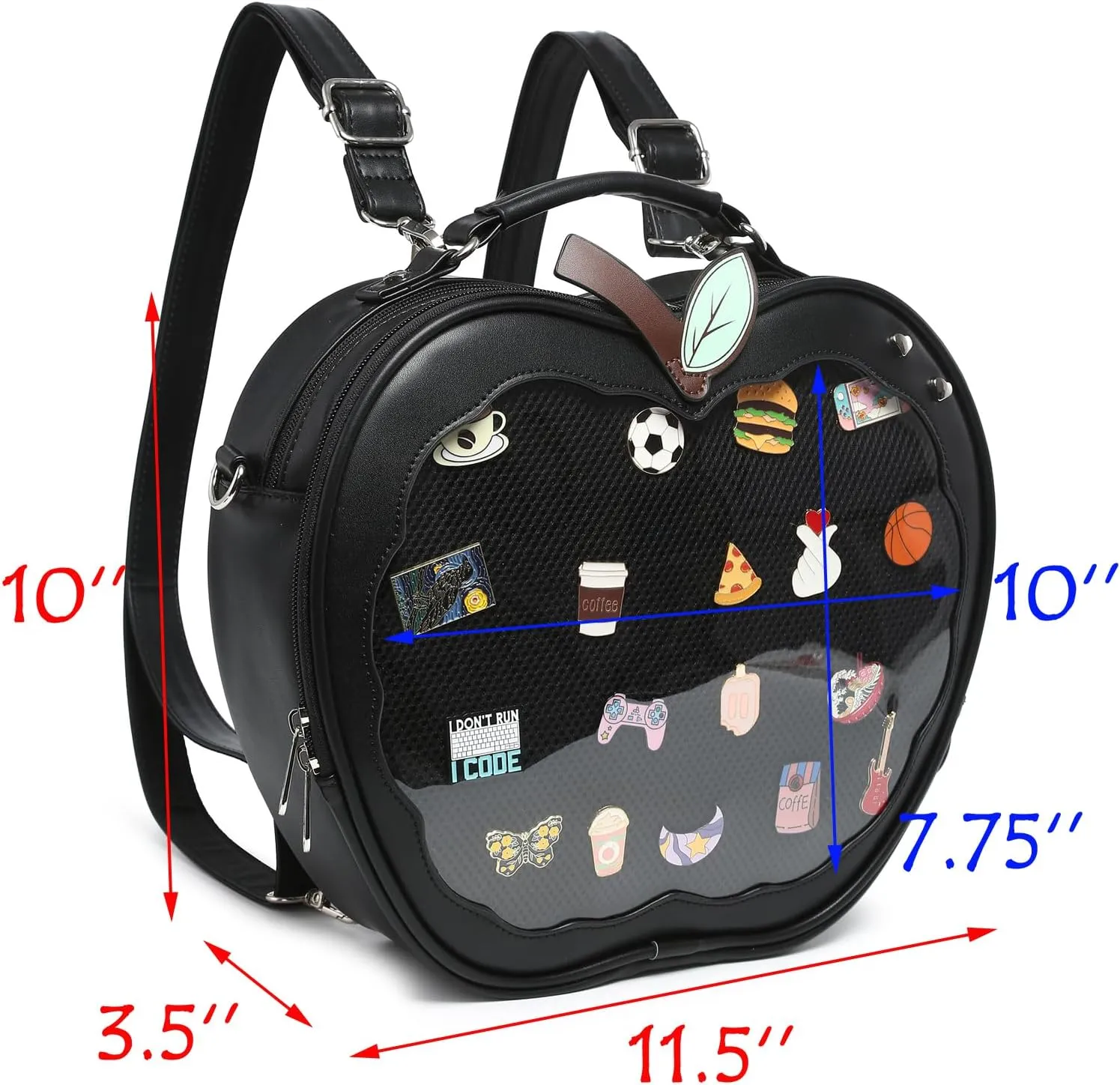 Cute Red Apple Ita Bag Kawaii Pin Display Purse Backpack Crossbody Shoulder Bag