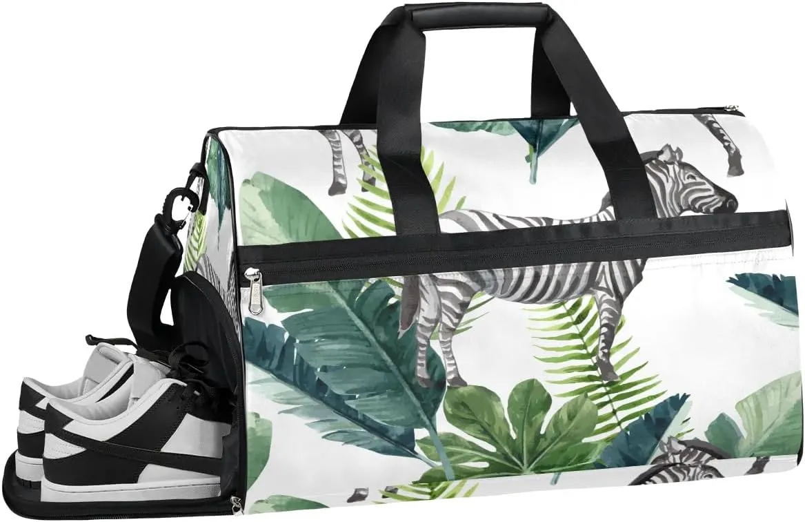 Cute Zebra Gym Bag for Women Duffle with Shoes Compartment Men Weekender Duffel Bags for Travel Sports Swimming Overnight Dance