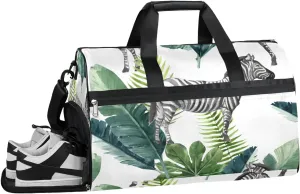 Cute Zebra Gym Bag for Women Duffle with Shoes Compartment Men Weekender Duffel Bags for Travel Sports Swimming Overnight Dance