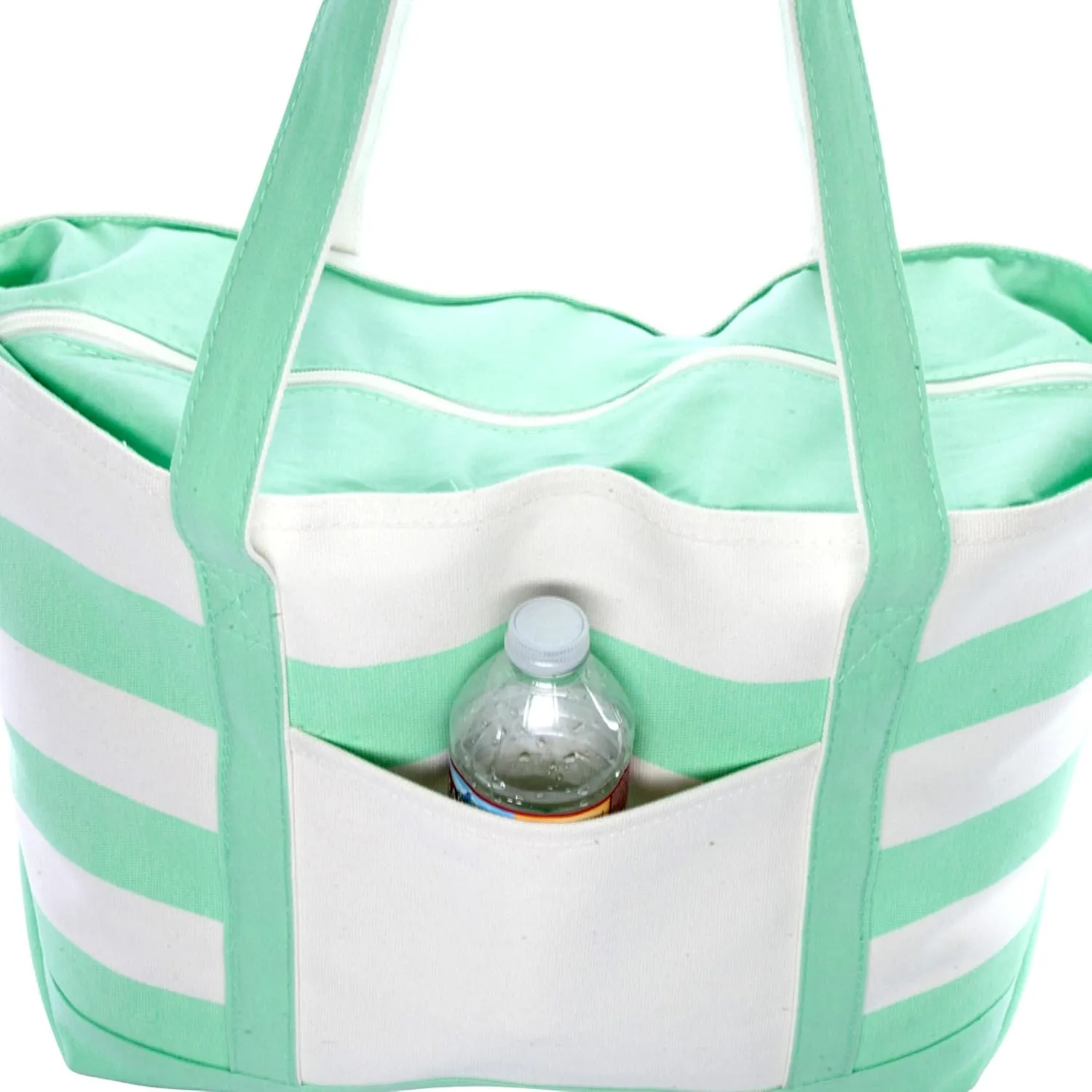 DALIX Monogram Beach Bag and Totes for Women Personalized Gifts Mint Green A -Z