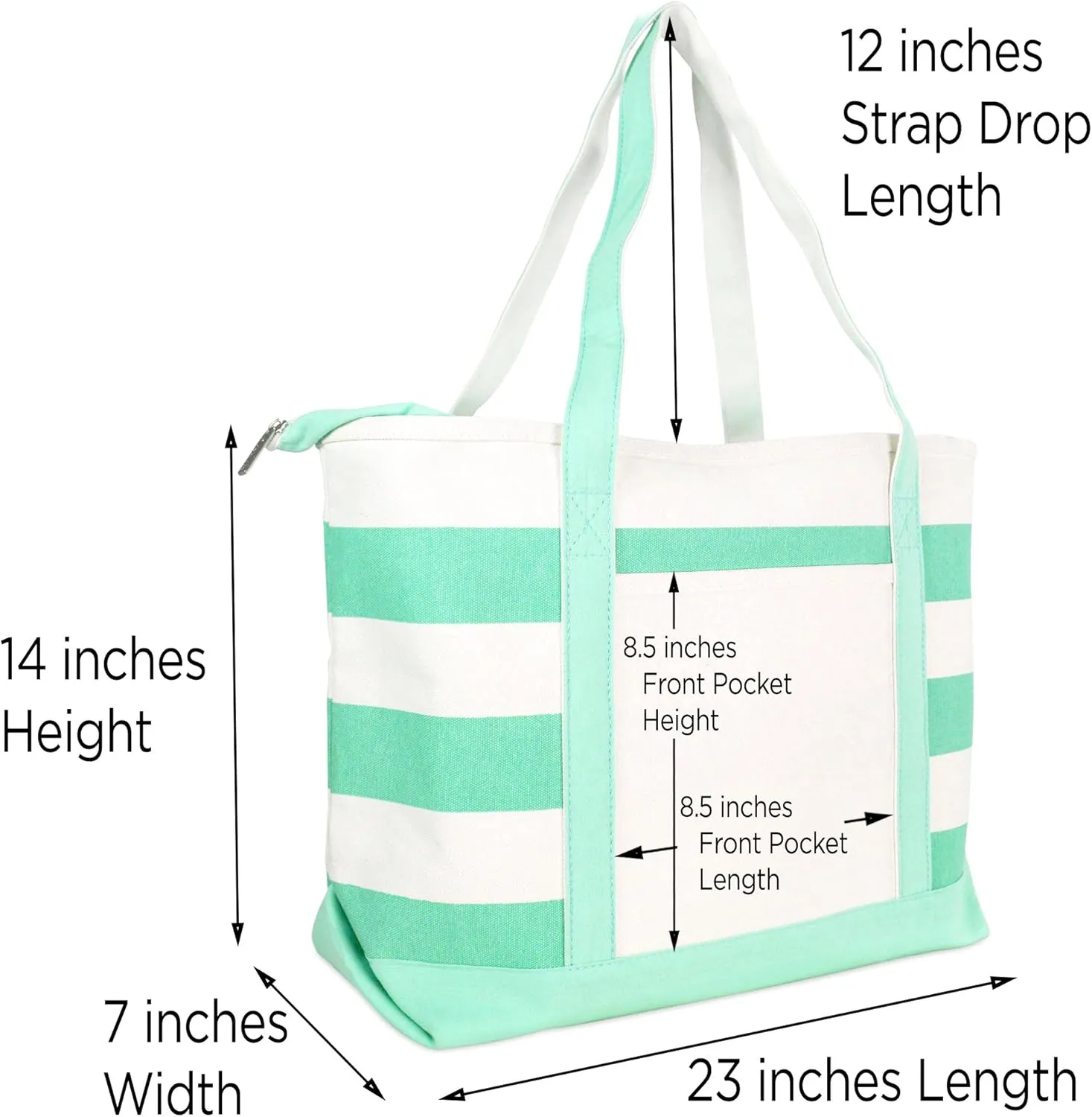 DALIX Monogram Beach Bag and Totes for Women Personalized Gifts Mint Green A -Z