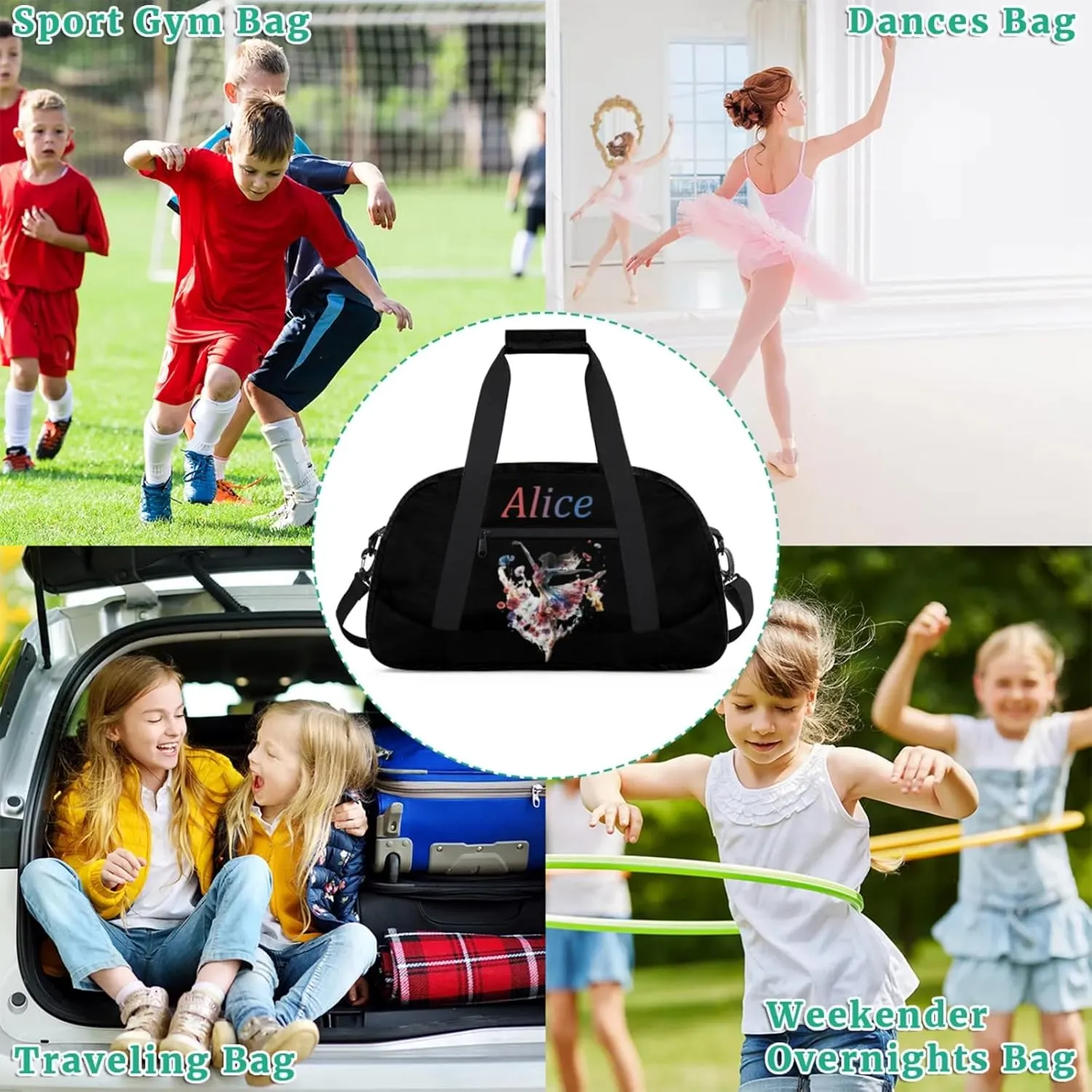 Dance Duffle-Bag for Teens Girls,Custom Ballet-Bag for Dancer,Carry-on Lightweight for Travel-Duffle,Overnight,Workout Dance Flowers