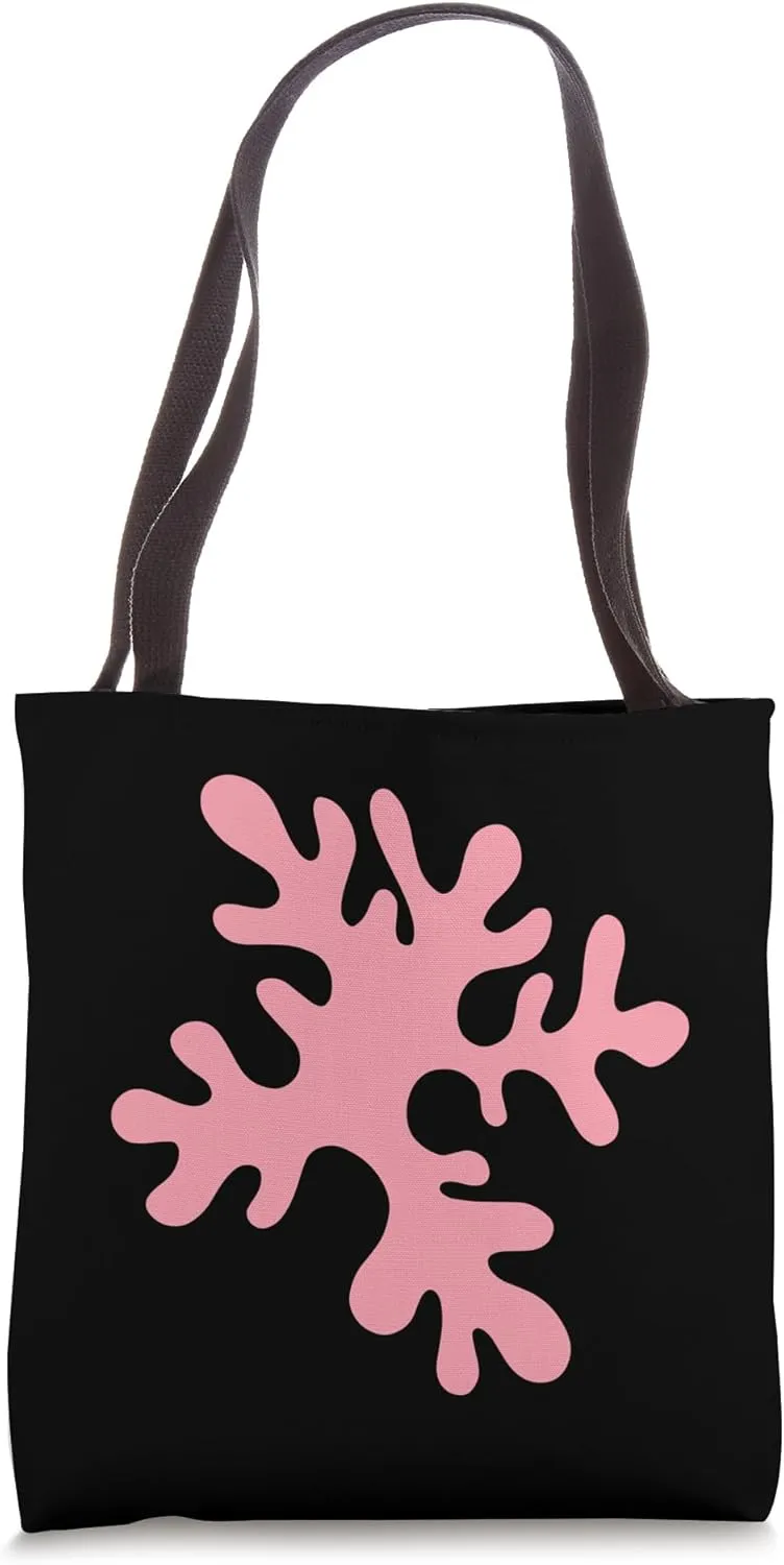 Danish Pastel Abstract Algae Modern Geometric Black Pink Tote Bag