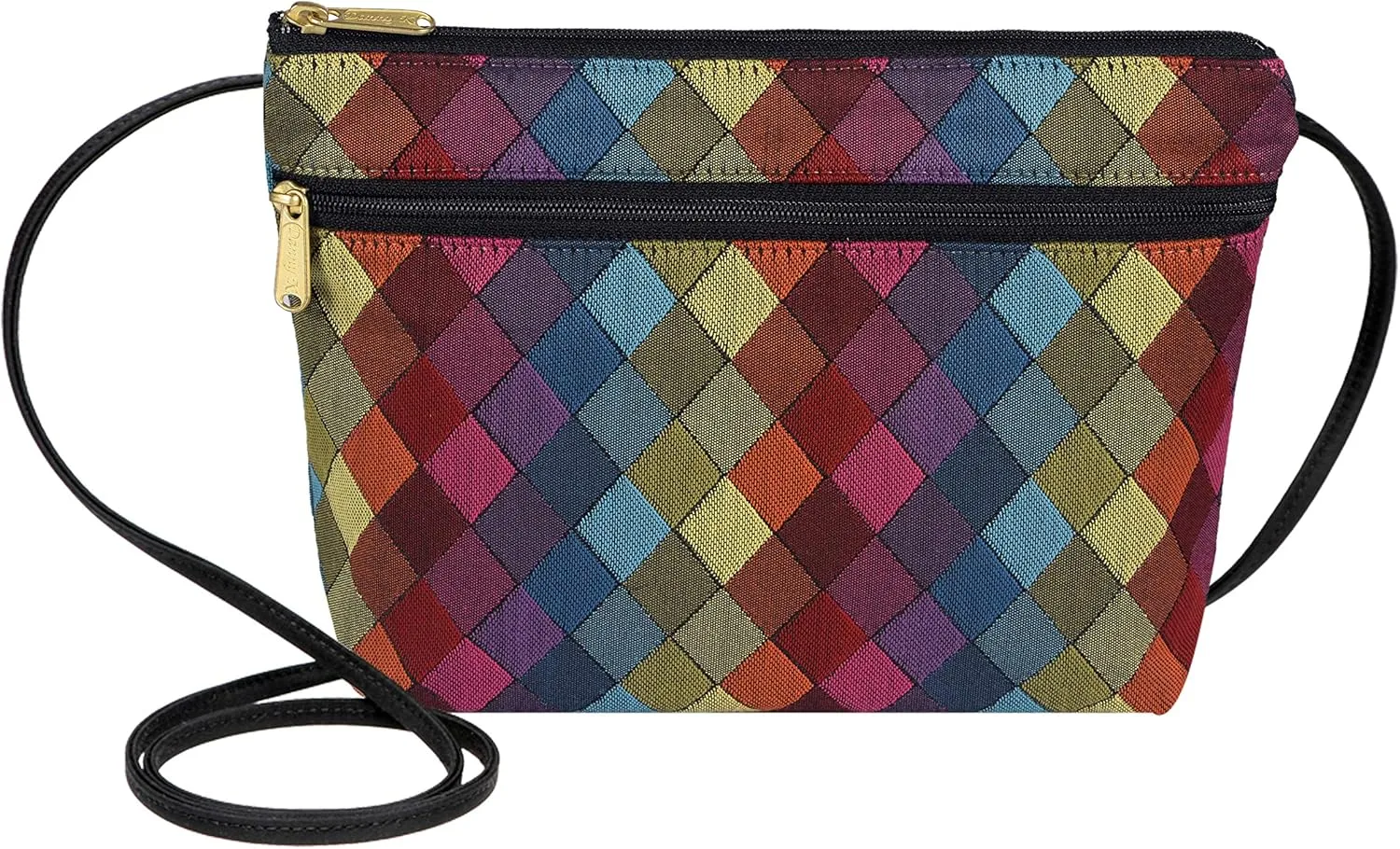 Danny K. Women's Tapestry Zipper Purse Crossbody Handbag, Adjustable Cord, Handmade in USA