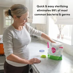Dapple Baby Microwave Sterilizer Bags, Reusable for Breast Pump Parts & Baby Bottle, 20 Uses Per Bag, Great for Travel & Office, 8 Count (Pack of 2)