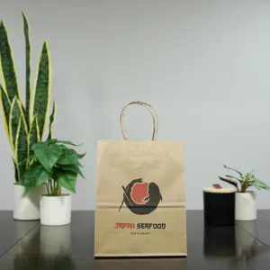 Dark Horse Ink Custom Printed Brown Kraft Tempo Bags (8x4.5x10.25) with Twist Handle / 50 Personalized/Printed In The USA - 50 to 1000 Bags