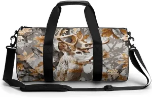 Deer Hunting Camouflage Printed Sports Gym Bag for Women Men Travel Duffel Bag Workout Weekender Bags