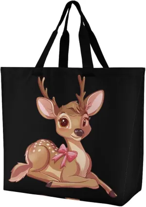 Deer Shopping Bag Reusable Tote Bag Lightweight Shoulder Bag Grocery Bag for Women Men