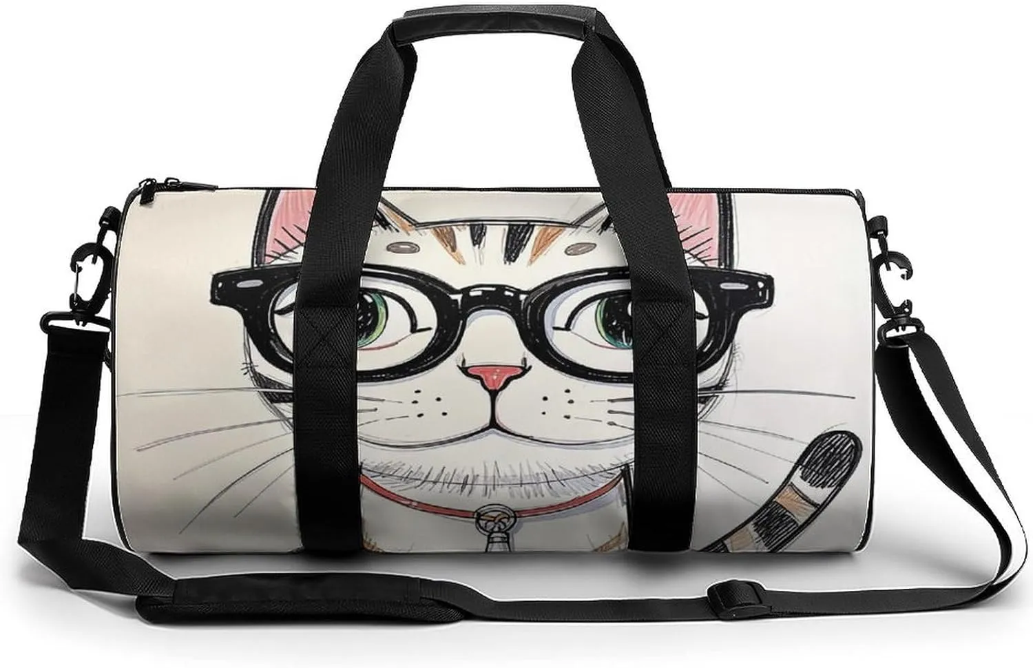 Design Hipster Cat Kitten Glasses Gym Bag for Men Women Water Resistant Duffle Bag Travel Lightweight Bag for Travel Sports