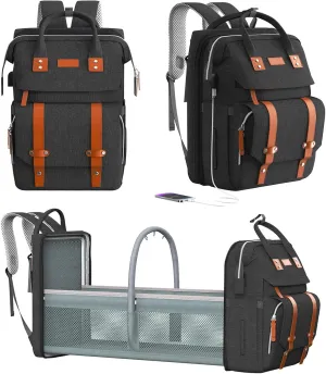 Diaper Bag Backpack with Changing Station, Large Diaper Bag, Multifunctional Diaper Bag, Baby Bag, Black