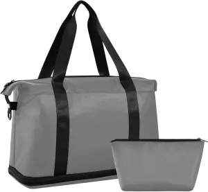 Dim Gray Dim Grey Solid Color Pure Plain Travel Bag Travel Overnight Carry on Bag with Adjustable Strap for Sports 2 Pcs Set
