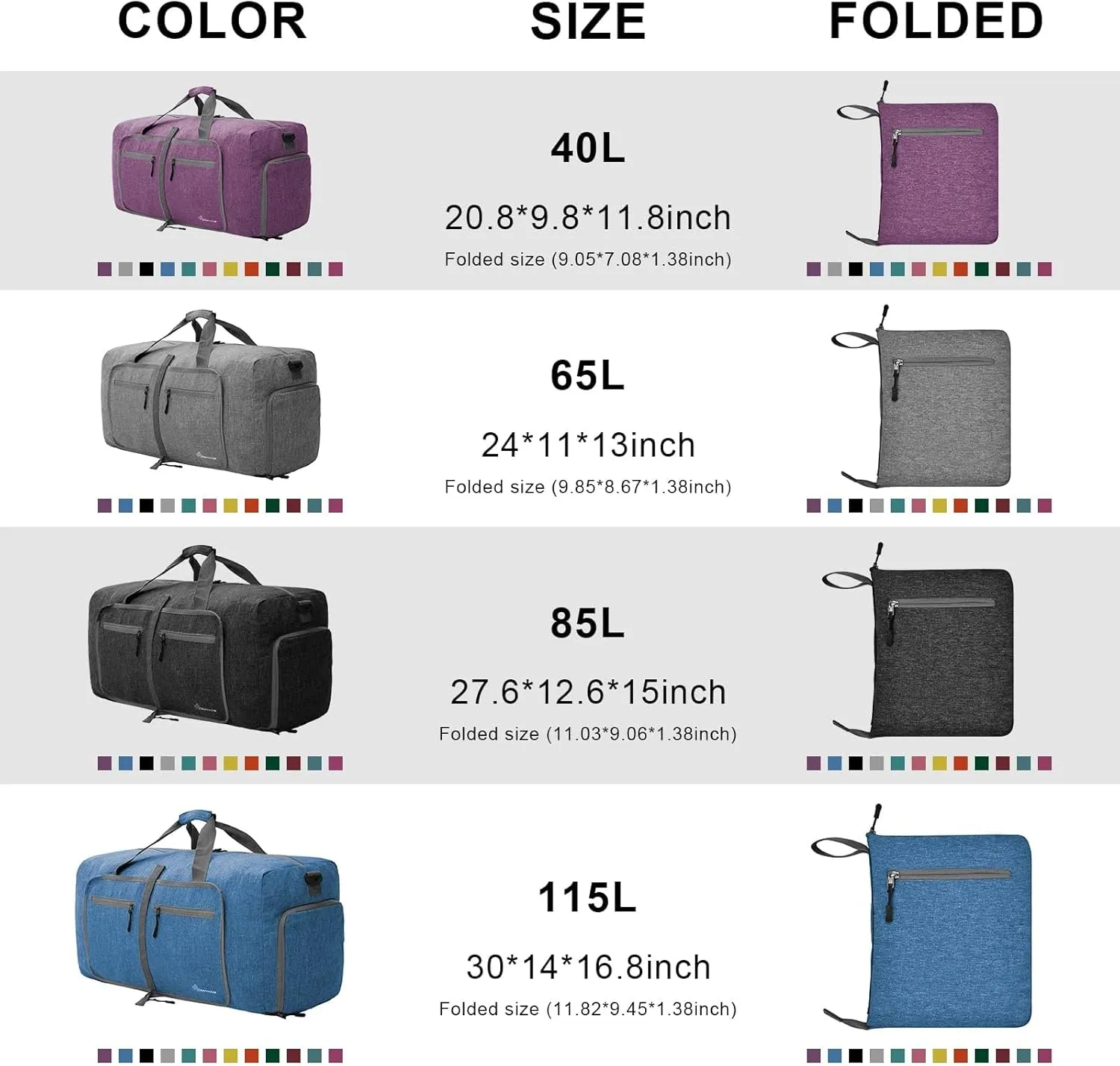 Dimayar 85L Travel Duffle Bag - Foldable Duffel Bag with Shoes Compartment - Overnight Bags Waterproof & Tear Resistant(Purple)
